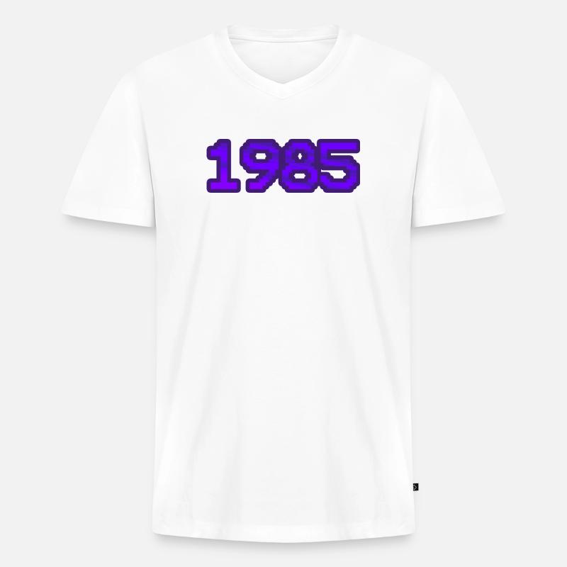 Nerd 1985 - Männer Premium Bio T-Shirt mit V-Ausschnitt - Weiß