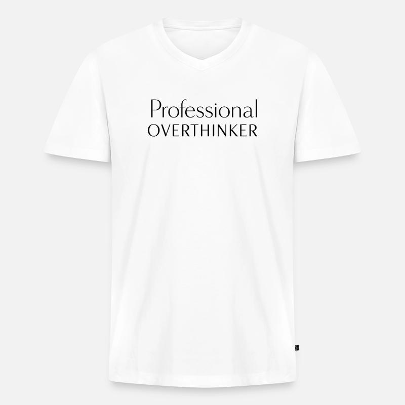 PROFESSIONAL OVERTHINKER Minimalist - Männer Premium Bio T-Shirt mit V-Ausschnitt - Weiß