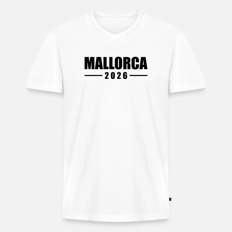 Mallorca 2026 - Männer Premium Bio T-Shirt mit V-Ausschnitt - Weiß