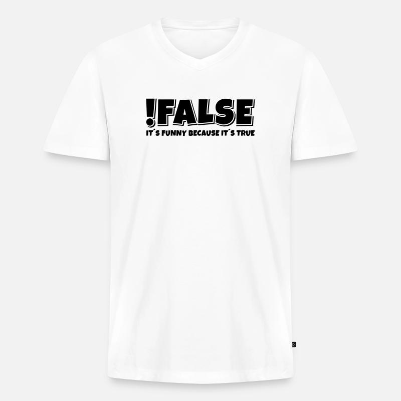 False True Programmierer Spruch - Männer Premium Bio T-Shirt mit V-Ausschnitt - Weiß