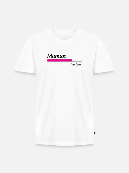 Mom loading... Please Wait - Mother-to-be - Men's Premium Organic T-shirt with V-neck - white
