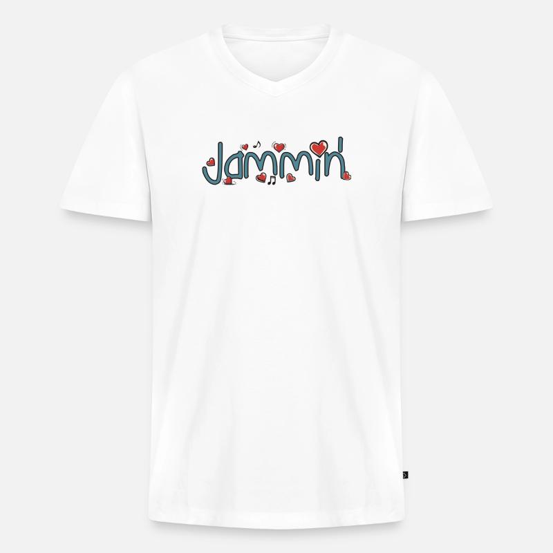 Jammin' - Männer Premium Bio T-Shirt mit V-Ausschnitt - Weiß