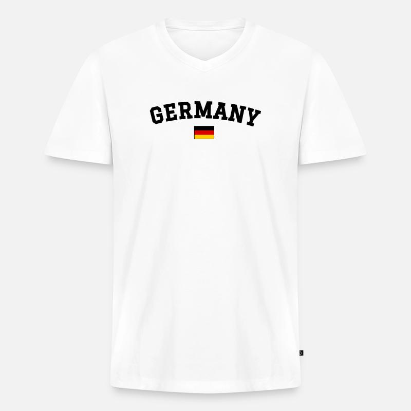 Spanien Flagge Design Englisch Schwarz - Männer Premium Bio T-Shirt mit V-Ausschnitt - Weiß