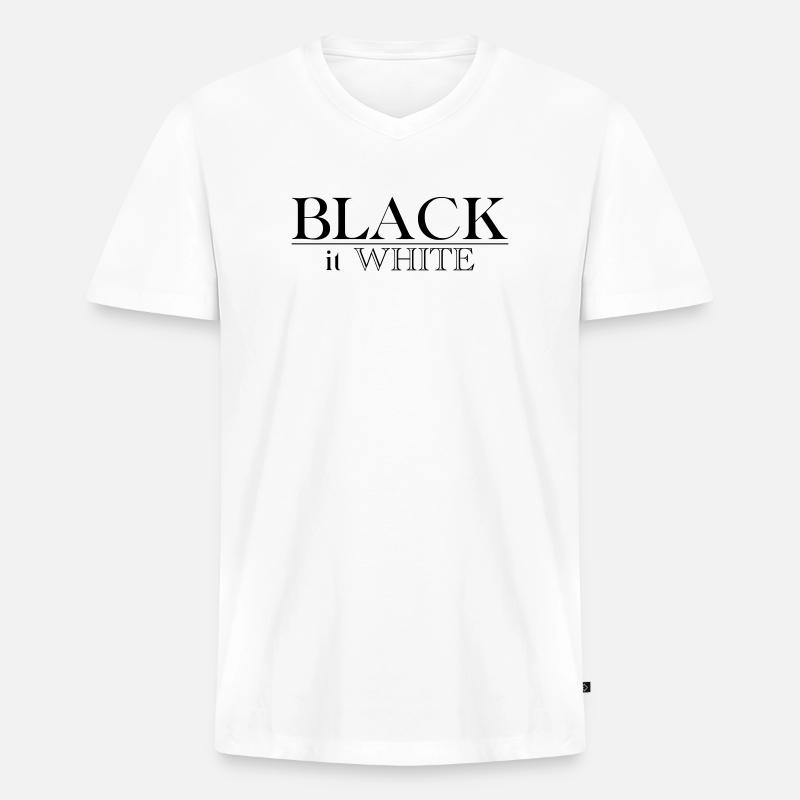 Black is White - Männer Premium Bio T-Shirt mit V-Ausschnitt - Weiß
