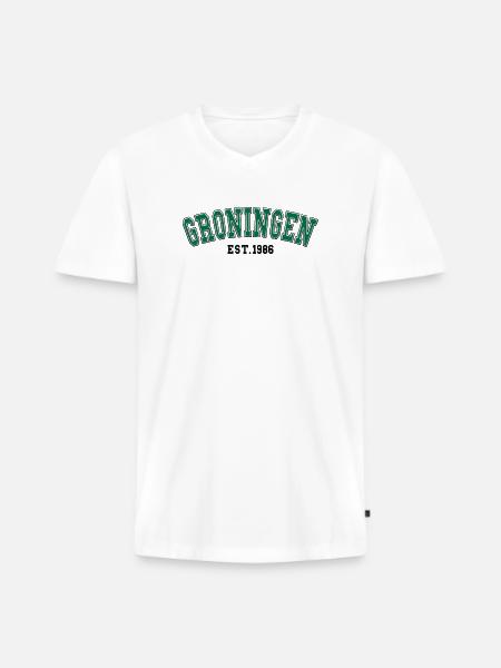 Groningen Est. 1986 - Men's Premium Organic T-shirt with V-neck - white