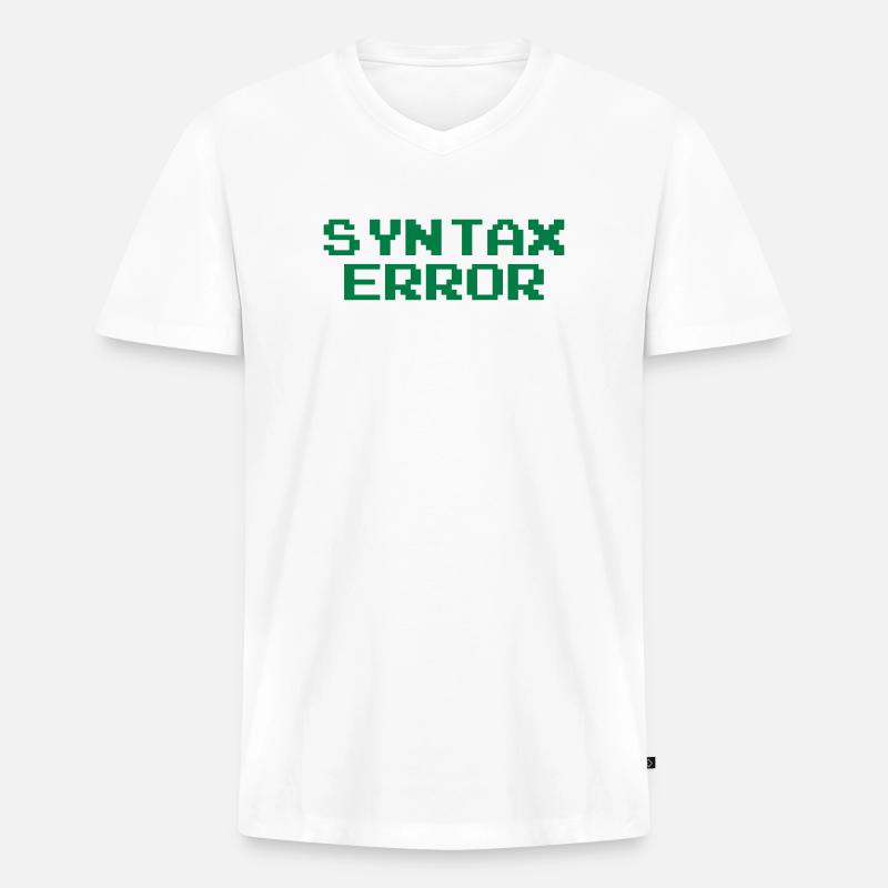 Syntax Error - Männer Premium Bio T-Shirt mit V-Ausschnitt - Weiß