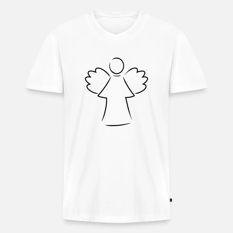 engel - Männer Premium Bio T-Shirt mit V-Ausschnitt - Weiß