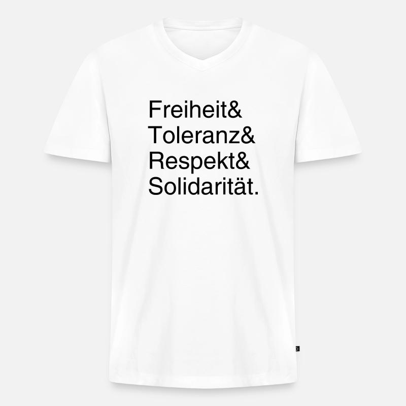 Fab4 Werte - Männer Premium Bio T-Shirt mit V-Ausschnitt - Weiß