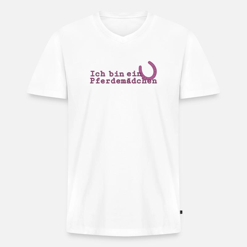 Ich bin ein Pferdemädchen - Männer Premium Bio T-Shirt mit V-Ausschnitt - Weiß