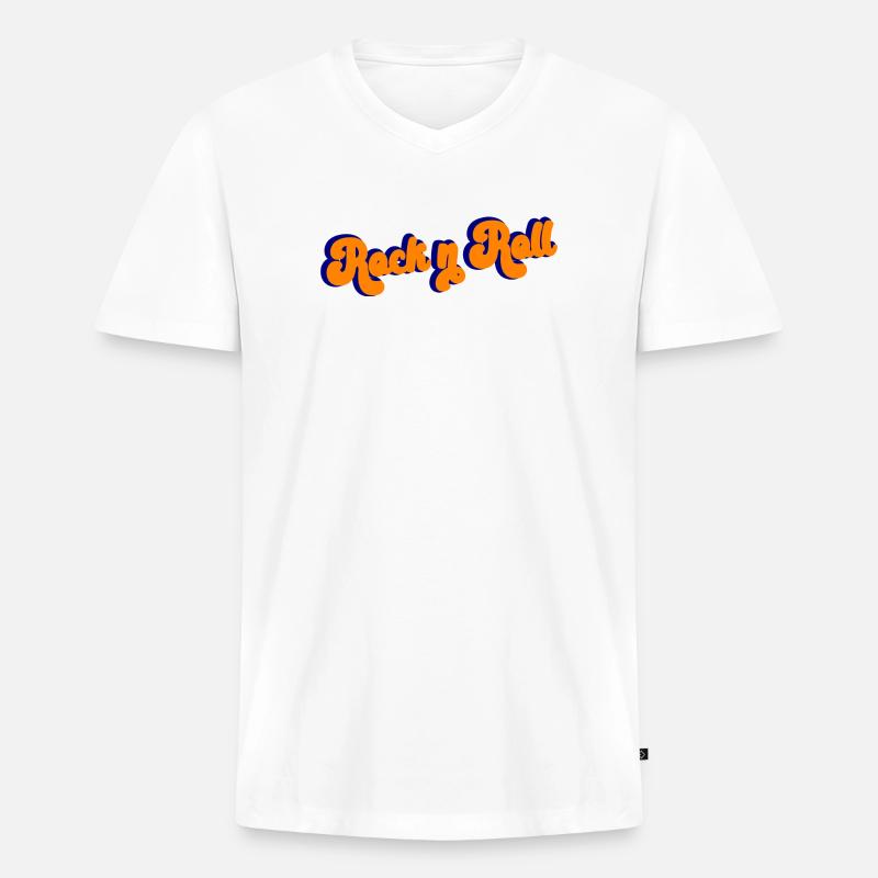 Rock and Roll Design Retro - Männer Premium Bio T-Shirt mit V-Ausschnitt - Weiß