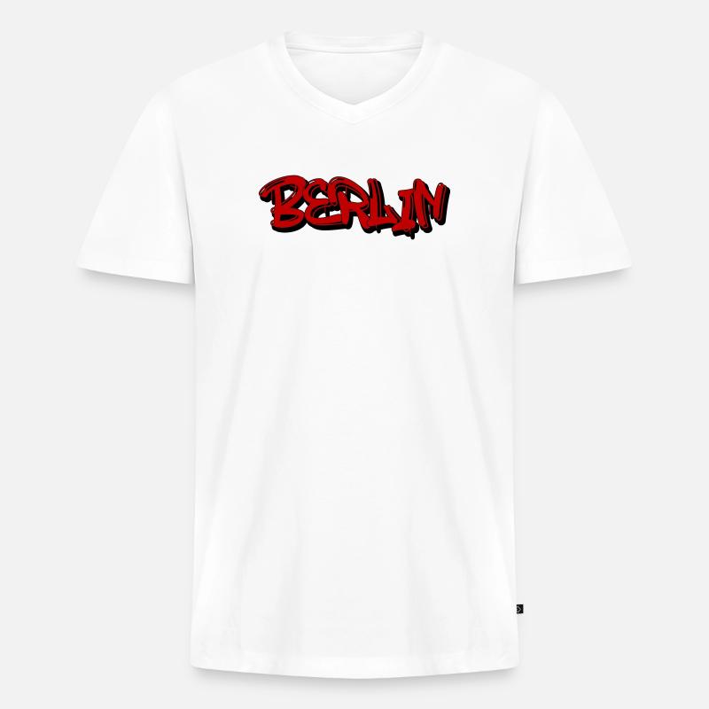 Berlin Graffiti Style - Männer Premium Bio T-Shirt mit V-Ausschnitt - Weiß