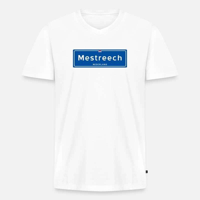 Mestreech (Maastricht) - Männer Premium Bio T-Shirt mit V-Ausschnitt - Weiß