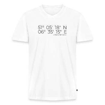 Koordinaten Grevenbroich - Männer Premium Bio T-Shirt mit V-Ausschnitt - Weiß - Vorne - Nico (187cm)
