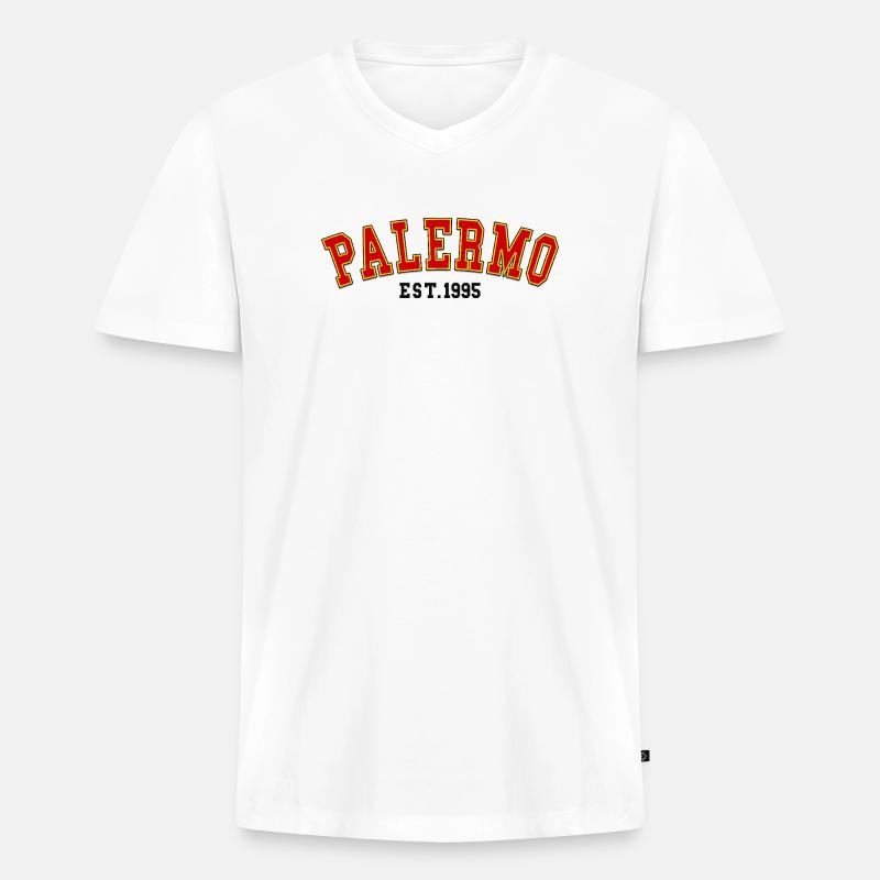 Palermo Est.1995 - Männer Premium Bio T-Shirt mit V-Ausschnitt - Weiß