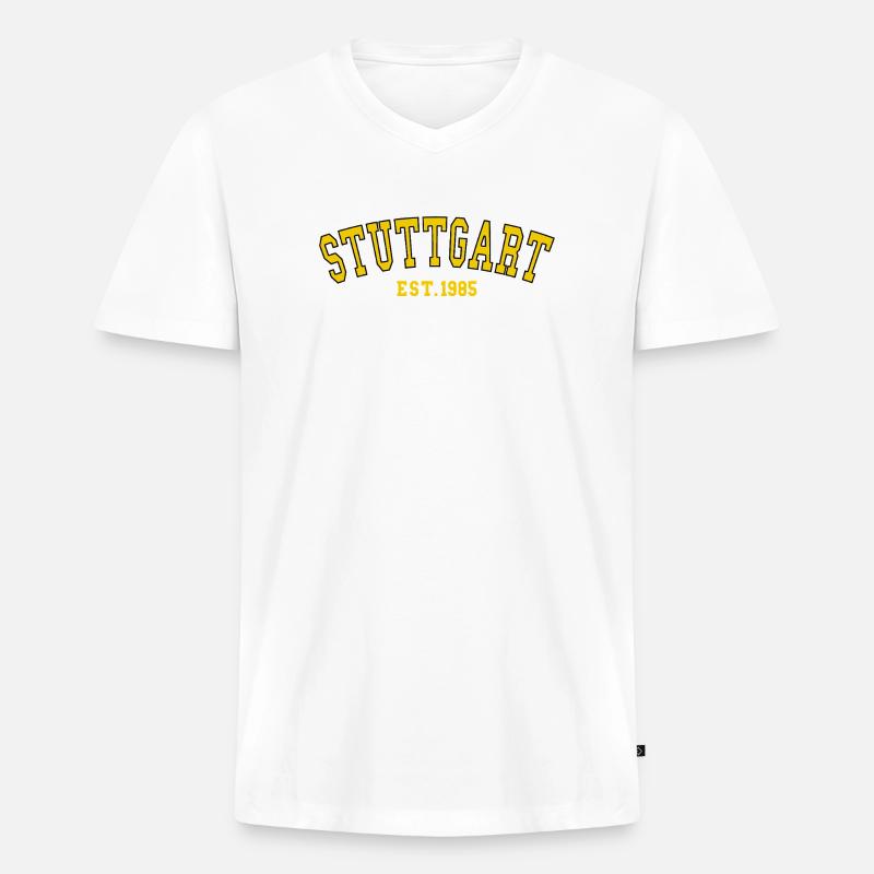 Stuttgart Est. 1985 - Männer Premium Bio T-Shirt mit V-Ausschnitt - Weiß
