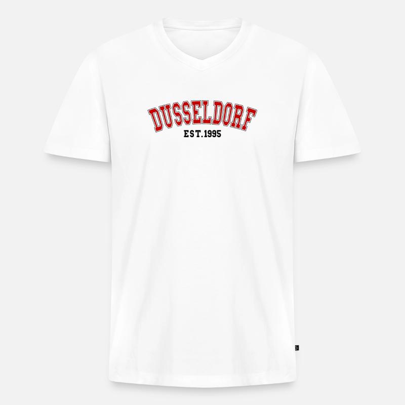 Düsseldorf Est. 1995 - Männer Premium Bio T-Shirt mit V-Ausschnitt - Weiß