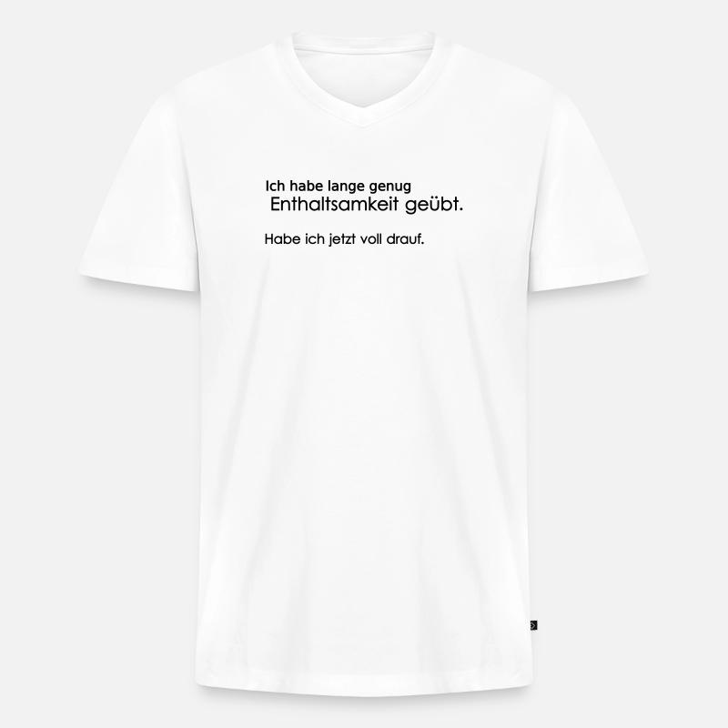 Enthaltsamkeit - Männer Premium Bio T-Shirt mit V-Ausschnitt - Weiß