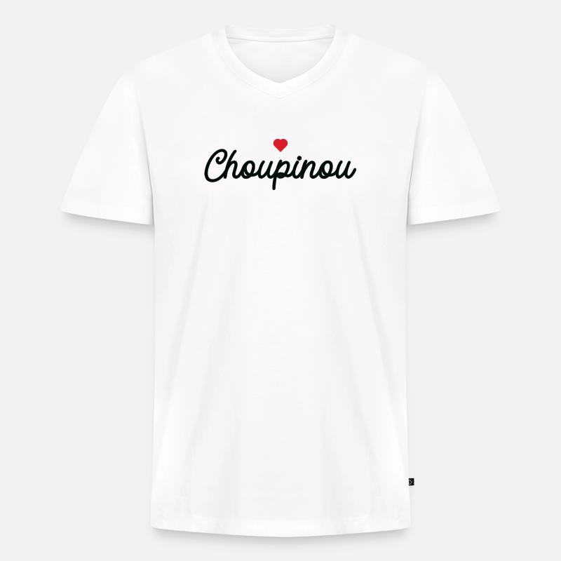Choupinou Heart Script - Men's Premium Organic T-shirt with V-neck - white