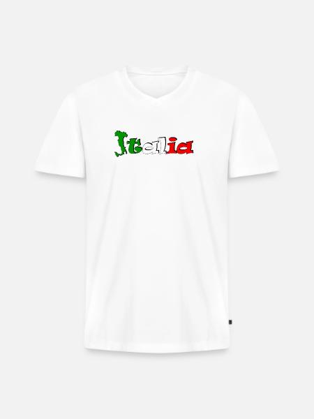 T-shirt logo Italia - Men's Premium Organic T-shirt with V-neck - white