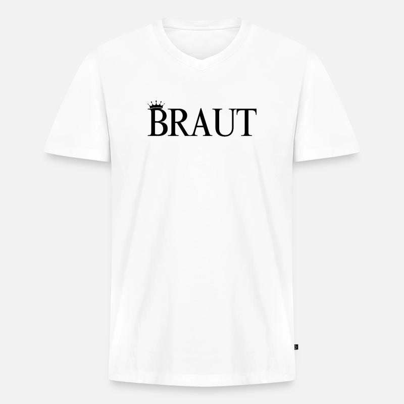 Team Braut! Personalisierbar - Männer Premium Bio T-Shirt mit V-Ausschnitt - Weiß