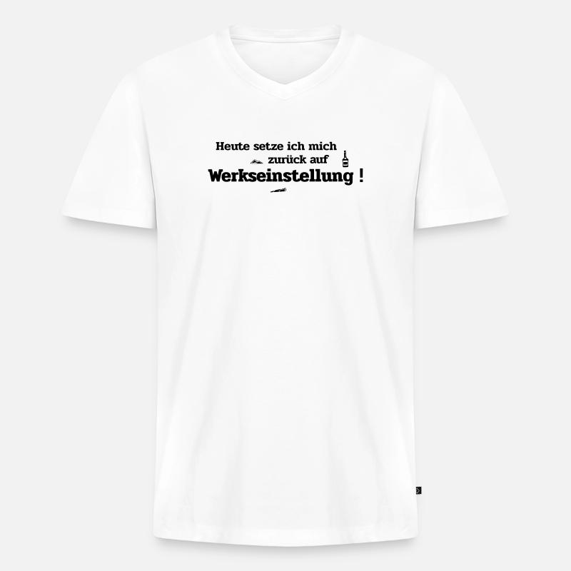 Werkseinstellung - Männer Premium Bio T-Shirt mit V-Ausschnitt - Weiß