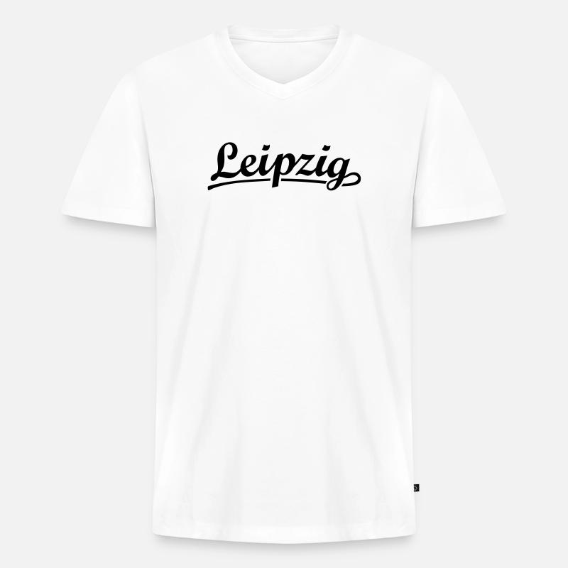 Leipzig Classic - Männer Premium Bio T-Shirt mit V-Ausschnitt - Weiß