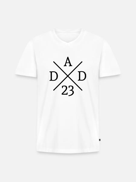 Dad 23 Kreuz - Farbwechsel - Männer Premium Bio T-Shirt mit V-Ausschnitt - Weiß