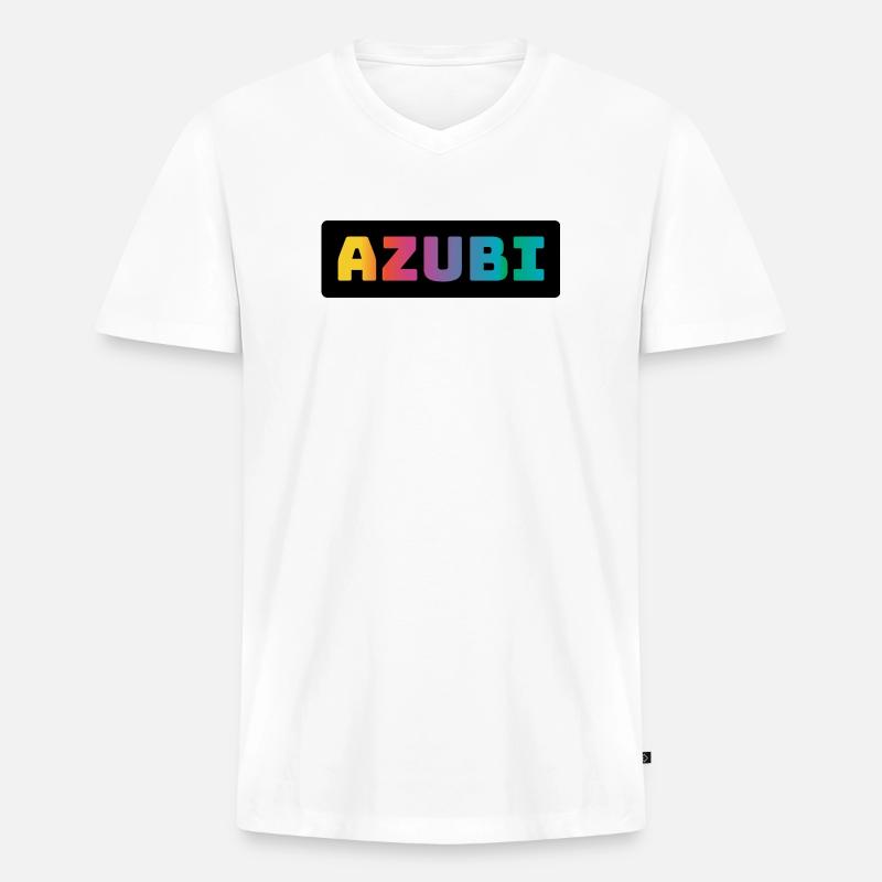 Azubi Tshirt coloured black - Männer Premium Bio T-Shirt mit V-Ausschnitt - Weiß