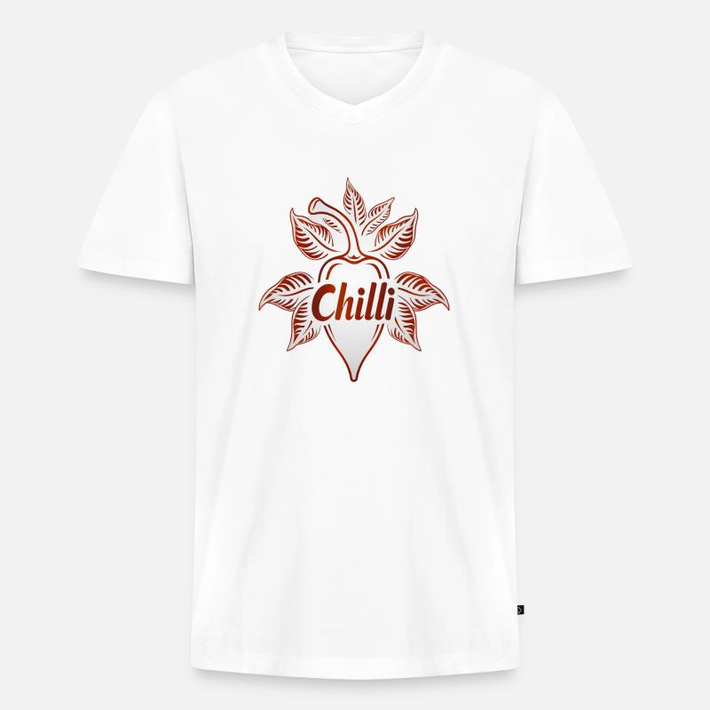 be Chilli - Männer Premium Bio T-Shirt mit V-Ausschnitt - Weiß