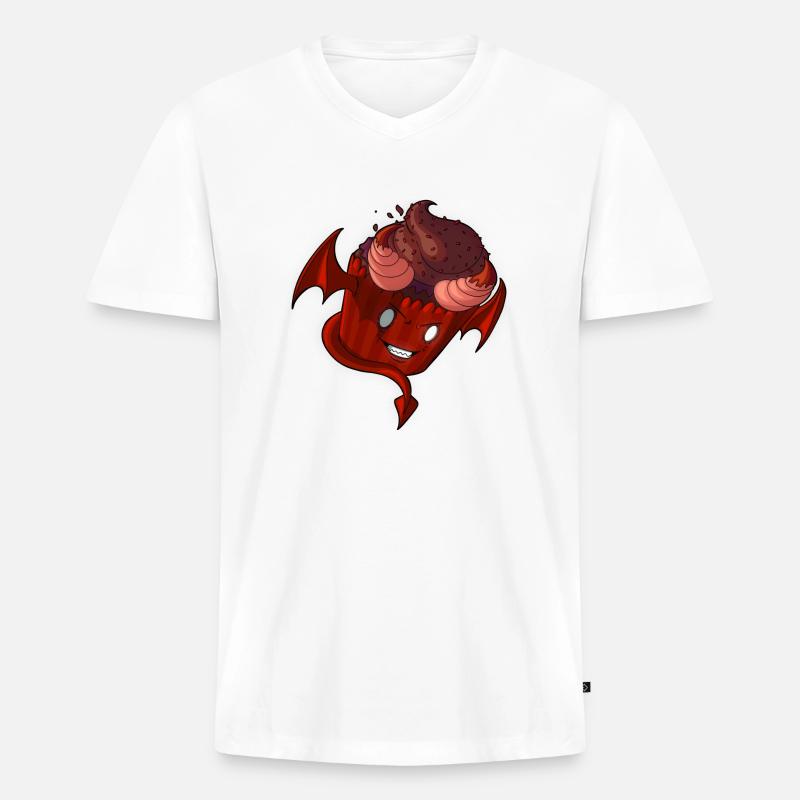 Devil Cupcake - Männer Premium Bio T-Shirt mit V-Ausschnitt - Weiß