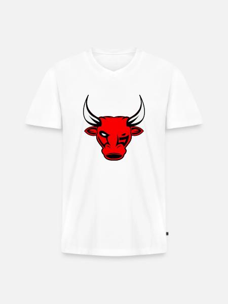 stier bulle - Männer Premium Bio T-Shirt mit V-Ausschnitt - Weiß