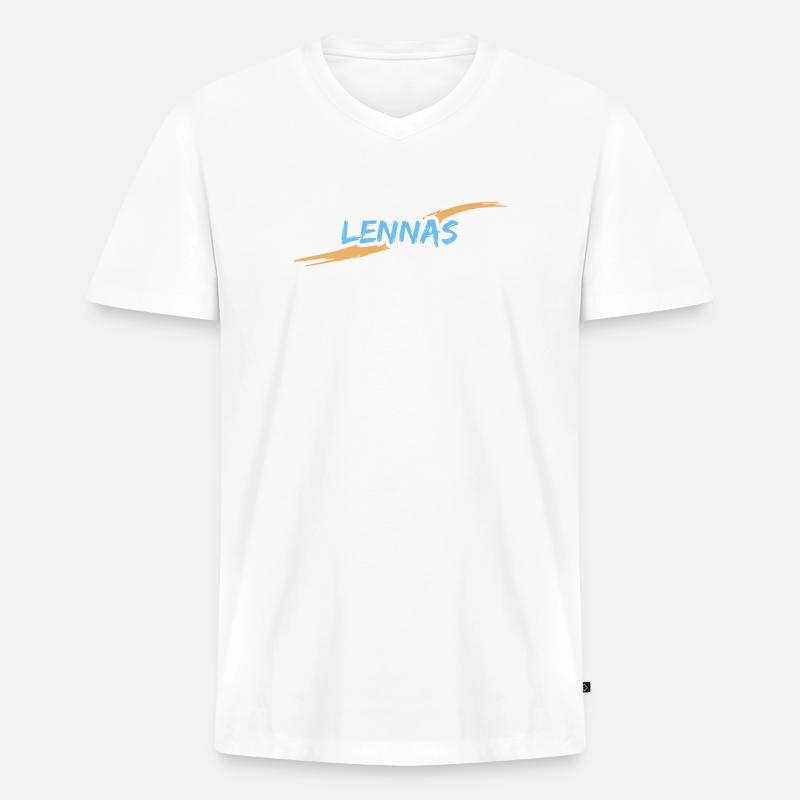 Lennas Lennas - Männer Premium Bio T-Shirt mit V-Ausschnitt - Weiß