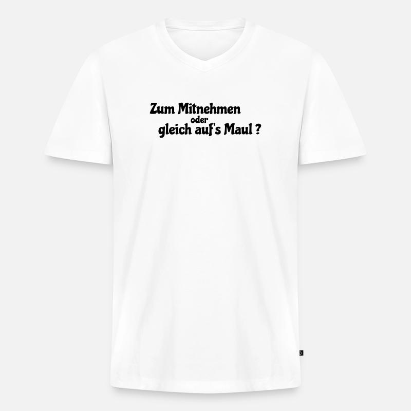 Mitnehmen oder gleich - Männer Premium Bio T-Shirt mit V-Ausschnitt - Weiß