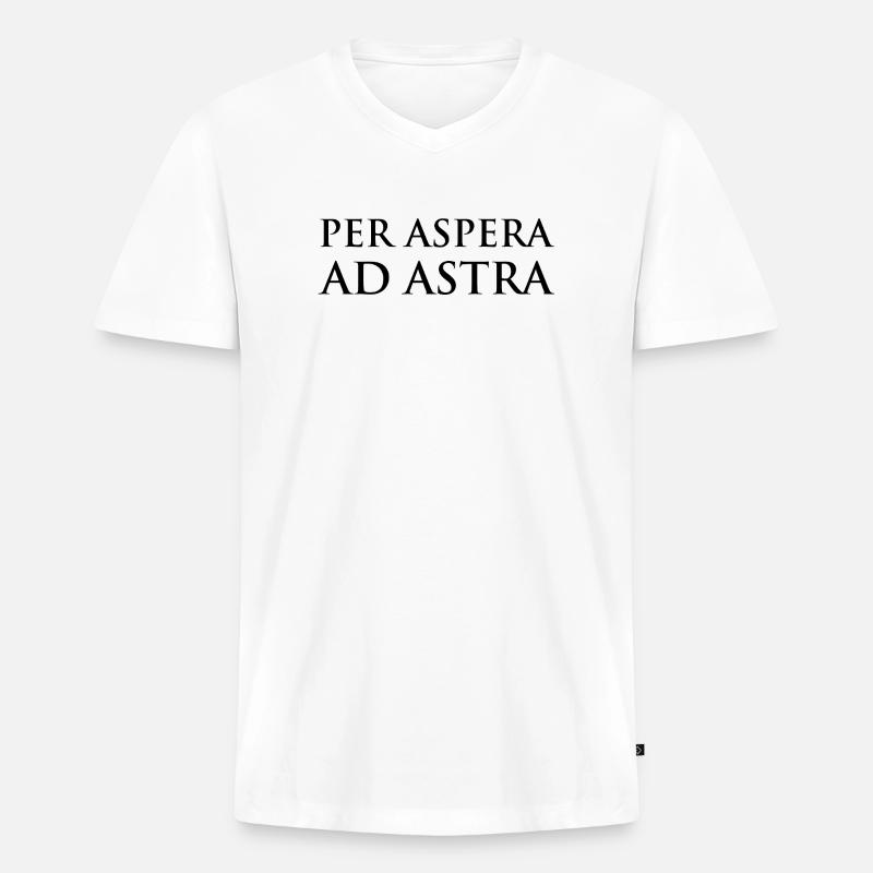 Per Aspera Ad Astra Tipography Design - Maglietta ecologica premium da uomo con scollo a V - bianco