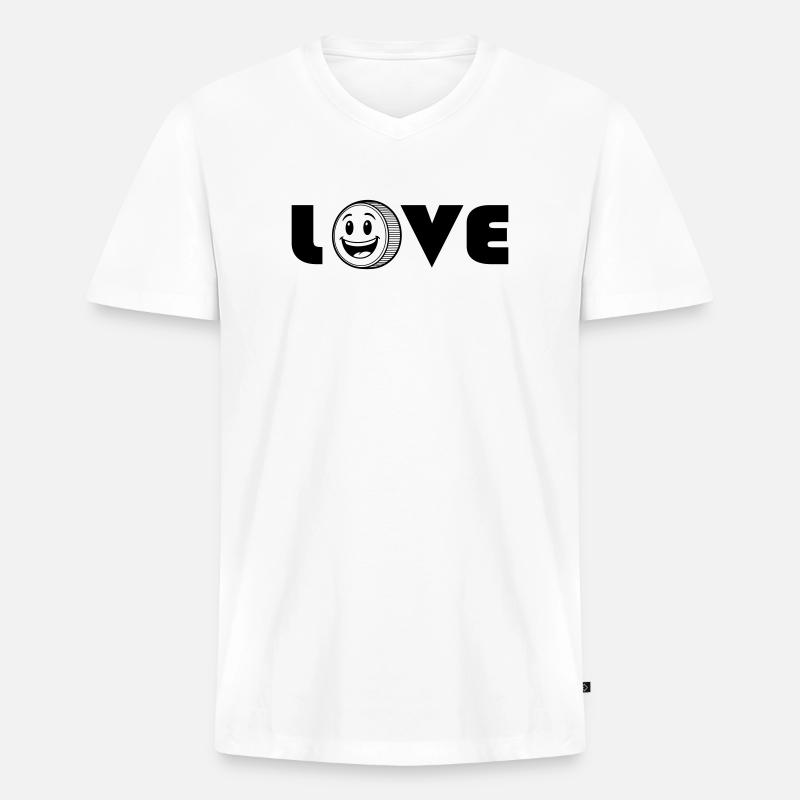Liebe liebe - Männer Premium Bio T-Shirt mit V-Ausschnitt - Weiß