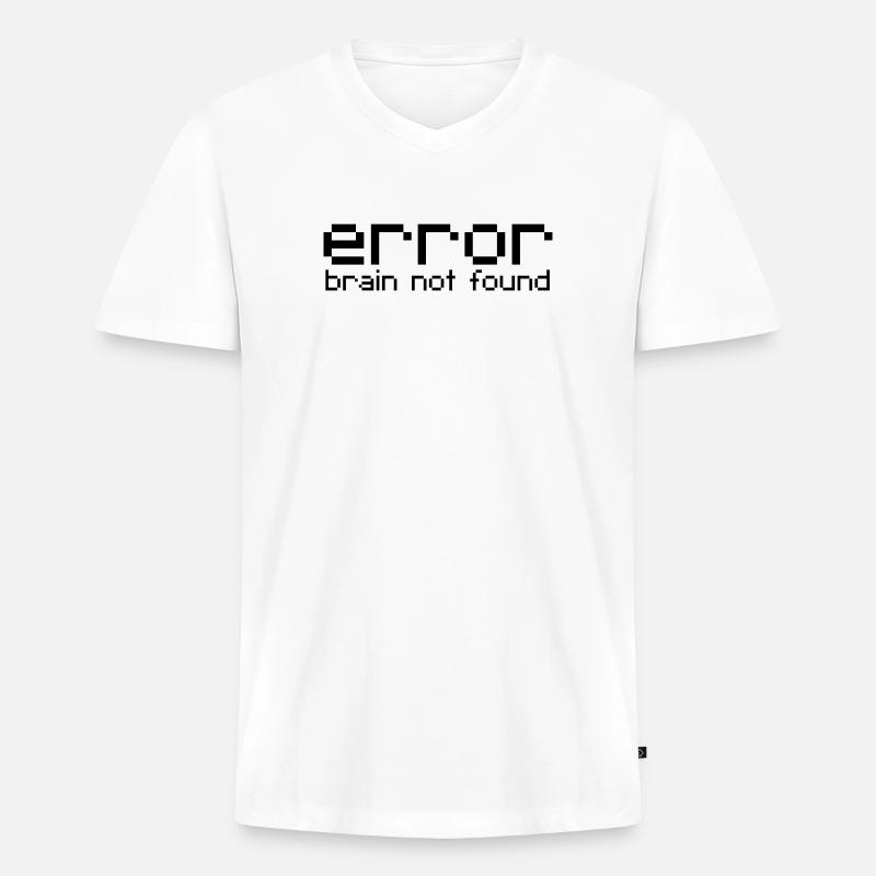 error brain not found - Männer Premium Bio T-Shirt mit V-Ausschnitt - Weiß