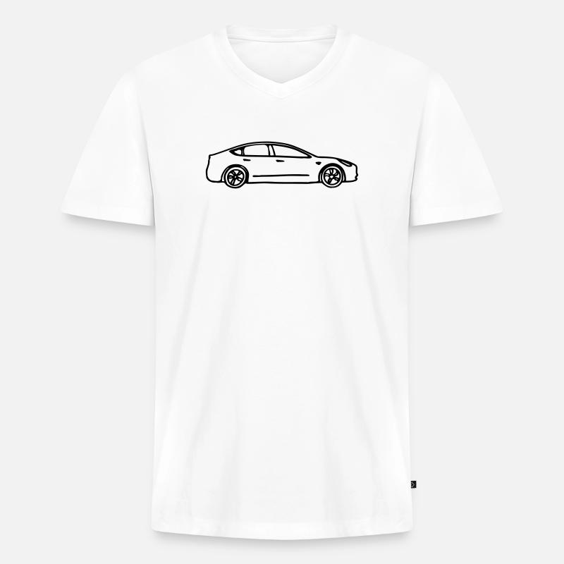 Model 3 gezeichnet - Männer Premium Bio T-Shirt mit V-Ausschnitt - Weiß