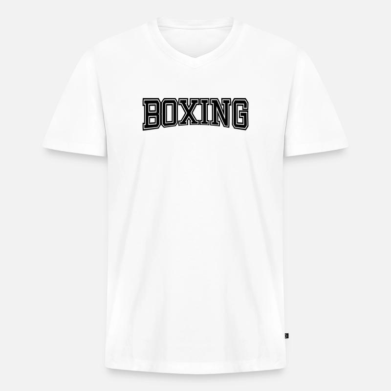 BOXING Design Old School - Männer Premium Bio T-Shirt mit V-Ausschnitt - Weiß