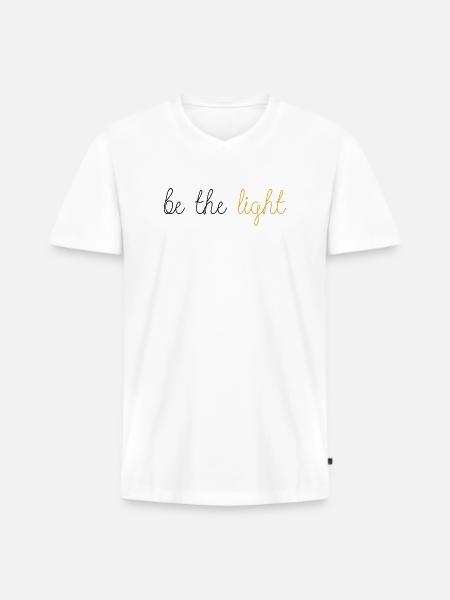 Be The Light! - Männer Premium Bio T-Shirt mit V-Ausschnitt - Weiß
