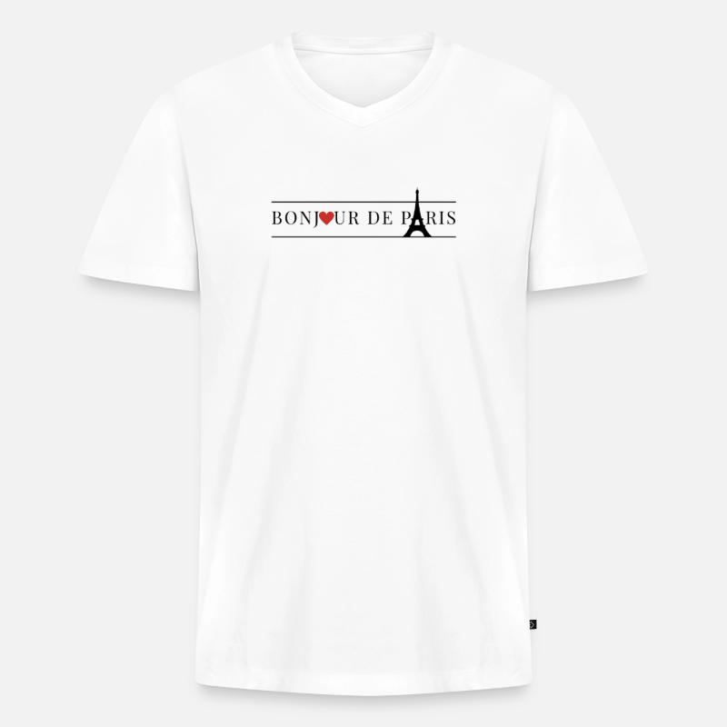 Paris Frankreich Eiffelturm - Männer Premium Bio T-Shirt mit V-Ausschnitt - Weiß