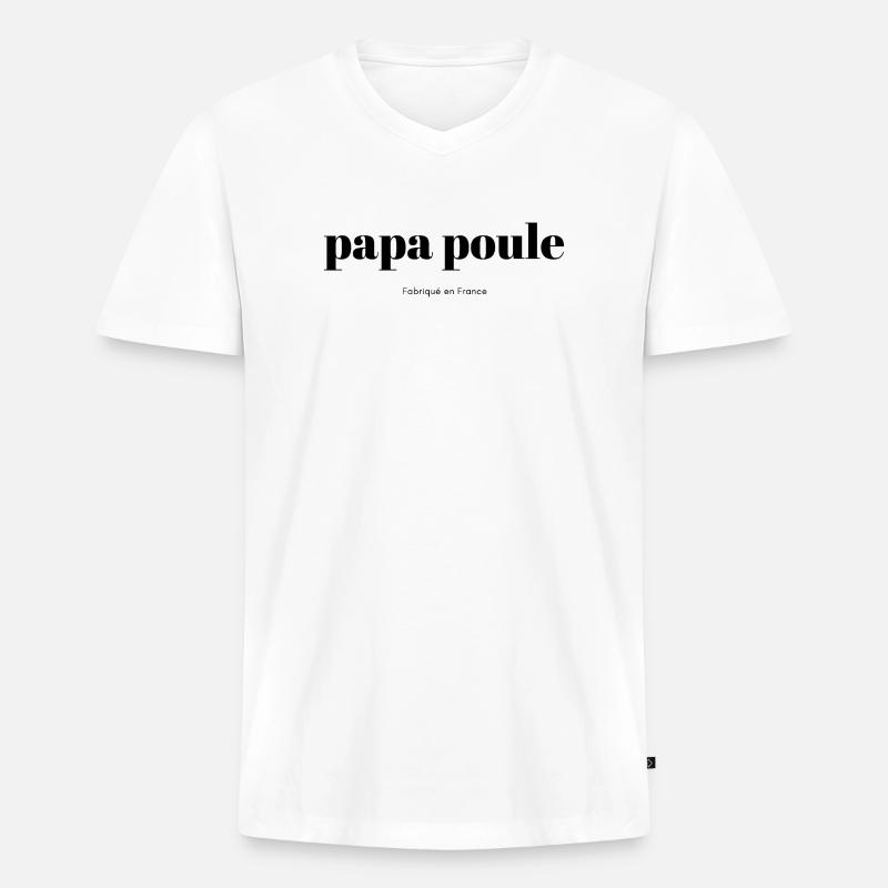 Daddy-Chicken-script - Men's Premium Organic T-shirt with V-neck - white