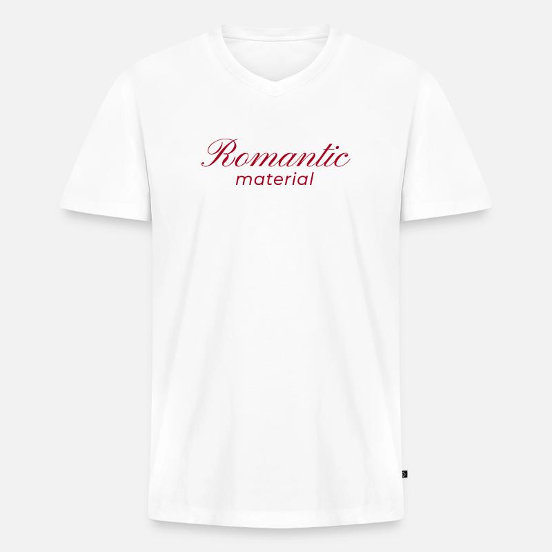 Typografie-Design Romantic Material - Männer Premium Bio T-Shirt mit V-Ausschnitt - Weiß