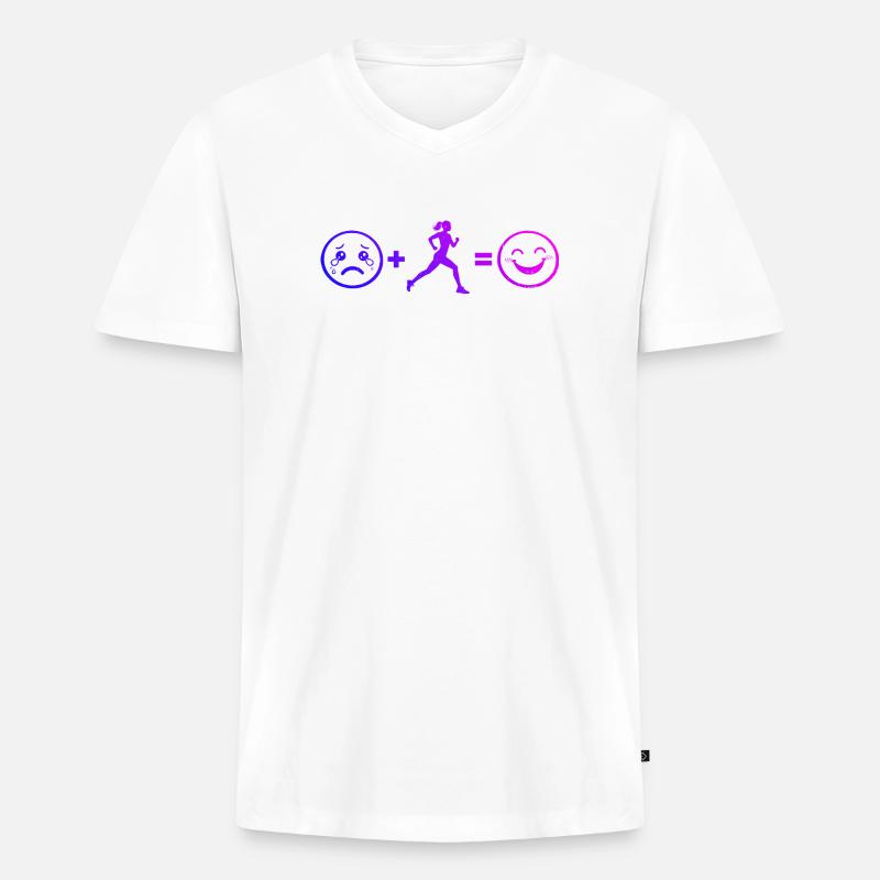 Geschenkidee für eine Running mit Running - Männer Premium Bio T-Shirt mit V-Ausschnitt - Weiß