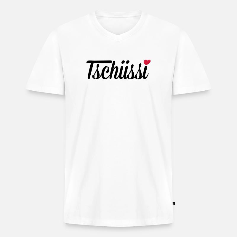 Tschüssi Herz - Männer Premium Bio T-Shirt mit V-Ausschnitt - Weiß