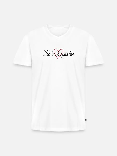 Schwägerin Herz Geschenk Junggesellenabschied - Männer Premium Bio T-Shirt mit V-Ausschnitt - Weiß