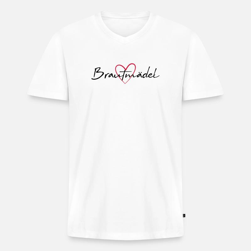 Brautmädel Herz Junggesellinnenabschied - Männer Premium Bio T-Shirt mit V-Ausschnitt - Weiß