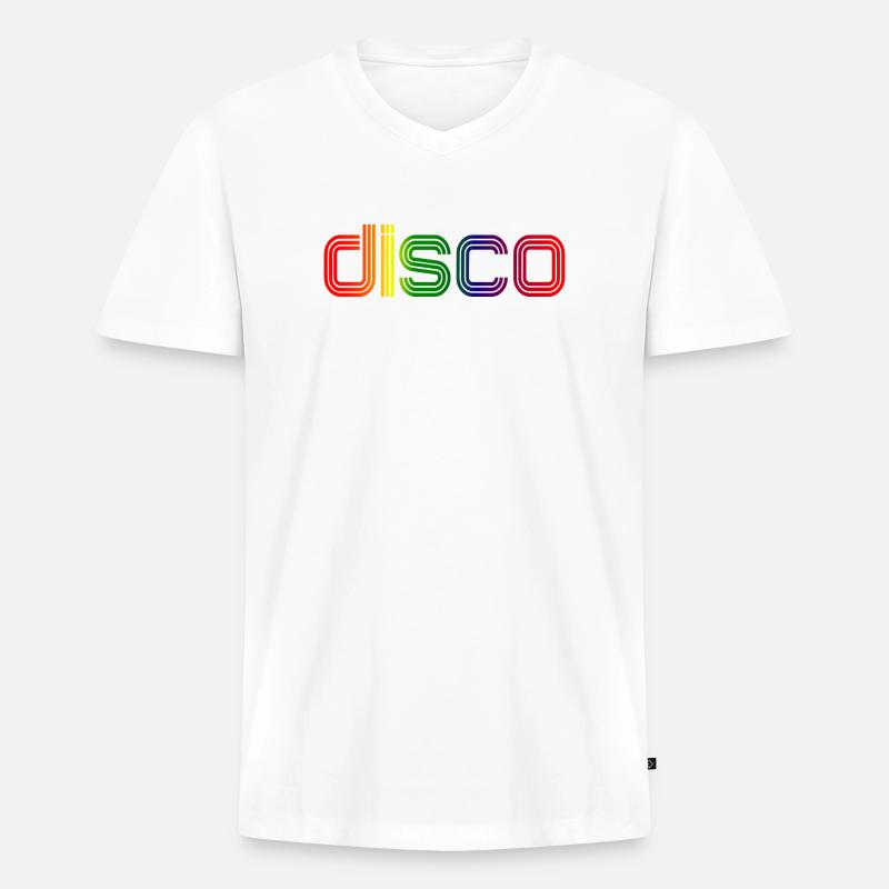 Disco Spectrum Neon Retro - Männer Premium Bio T-Shirt mit V-Ausschnitt - Weiß