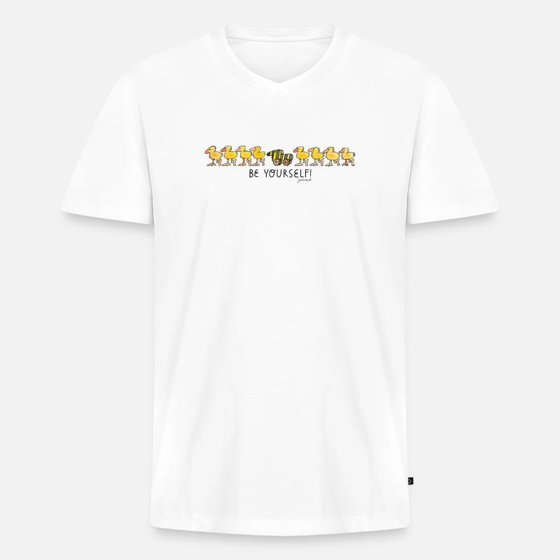 Janosch Tigerente Be Yourself - Männer Premium Bio T-Shirt mit V-Ausschnitt - Weiß
