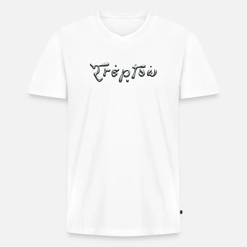 Treptow Liquid Chrome Typography - Männer Premium Bio T-Shirt mit V-Ausschnitt - Weiß