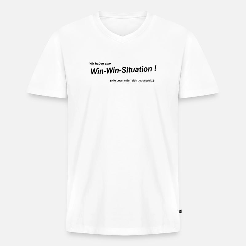 Win-Win - Männer Premium Bio T-Shirt mit V-Ausschnitt - Weiß
